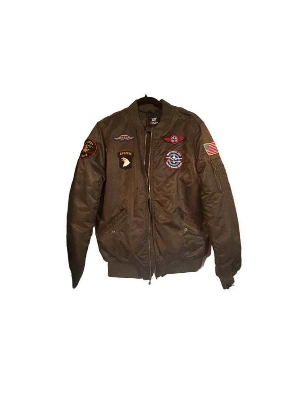 XRAY Men's Military Flight Bomber Jacket with Patches